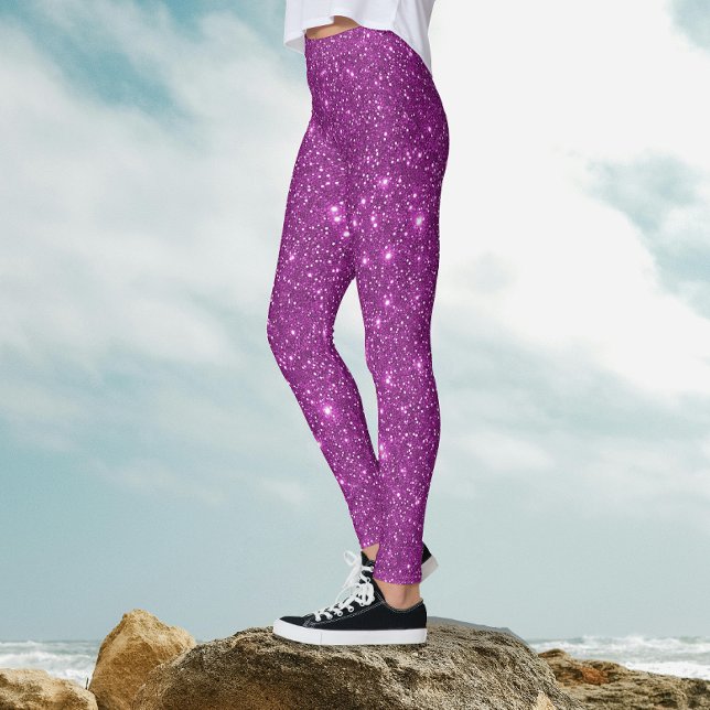 Legging Na moda Glam Magenta Purple Sparkle Party Glitter (Criador carregado)