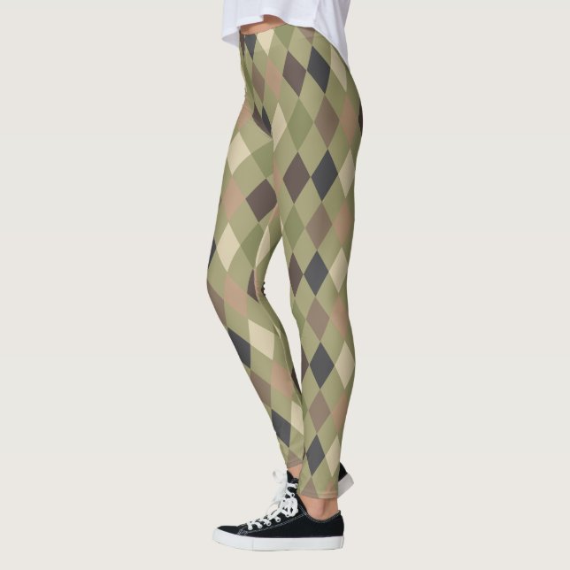 Legging Na moda Khaki Green e Brown Diamond Standard (Esquerda)