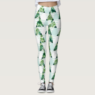 Legging Na moda Mint Green - Triângulos Tropicais Geométri