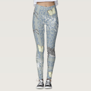 Legging Na moda Modern Eclectic Vintage Blue Cinza