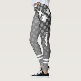Legging Na moda monograma de padrão de cinzas