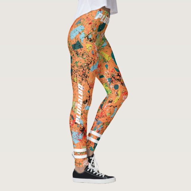 Legging Na moda monograma de padrão laranja (Direita)