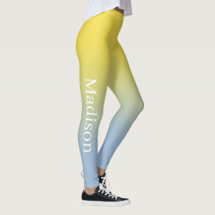 Legging Na moda no Gradiente Amarelo a Azul Claro