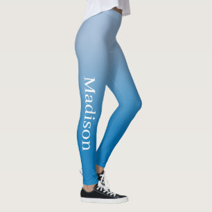 Legging Na moda no Gradiente Azul Claro para Escuro