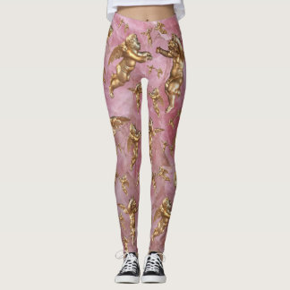 Legging Na moda Ouro Ângulos Rosa