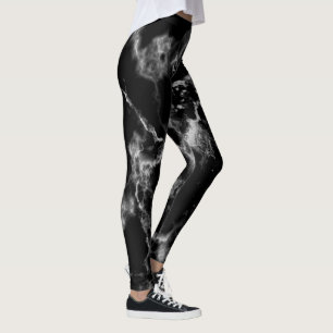 Legging Na moda Padrões de mármore preto e branco, bonit