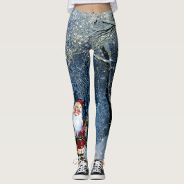 Legging Na moda Pai Natal Em Snowy Woods Winter