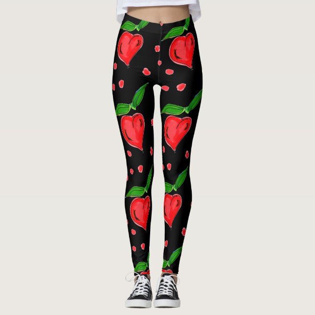 Legging Na moda Red Candy Hearts (Frente)