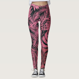 Legging Na moda rosa pink palm tree deixa tendência