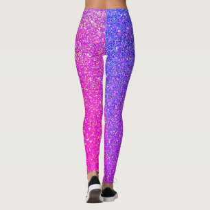 Legging Na moda Roxo Azul Brilhante Brilhante