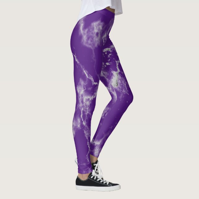 Legging Na moda roxo Padrões de mármore brancos giros (Direita)