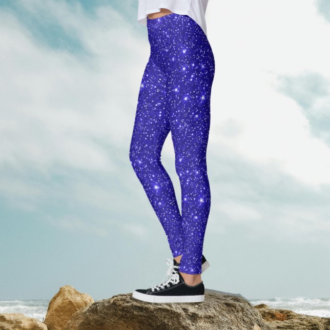 Legging Na moda Shiny Cosmic Galaxy Blue Glitter Party (Criador carregado)