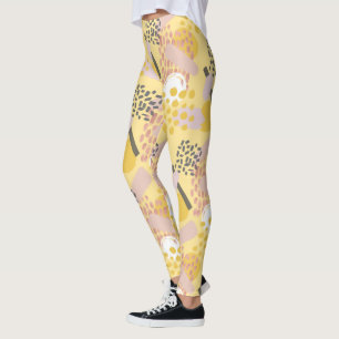 Legging Na moda Trendy Abstrato em amarelo e rosa