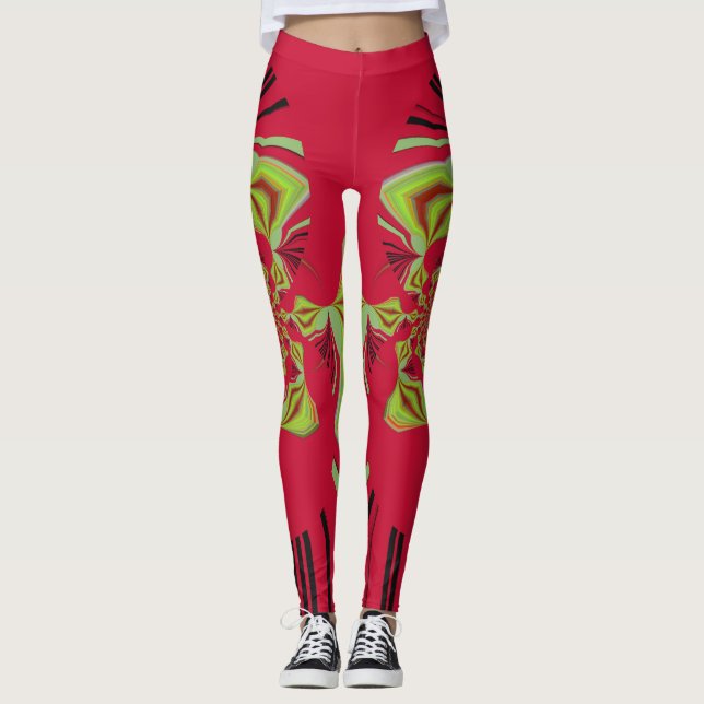 Legging Na moda vermelho-limão design (Frente)