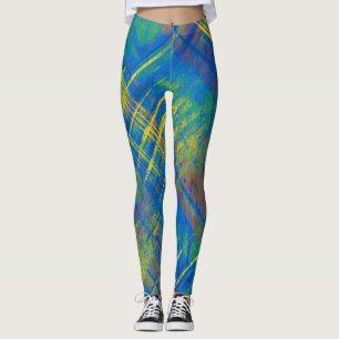 Legging Na moda Xadrez Distante Verificar Azul, verde, ama