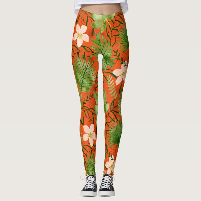 Legging Nalani Hawaiian Tropical Garden Coral (Frente)