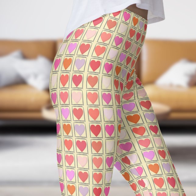 Legging Namorados Amarelos Loiros Loiros Padrões de Amor (Valentines Love on Blond Leggings)