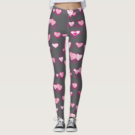Legging Namorados de Casais voadores cor-de-rosa cinzas