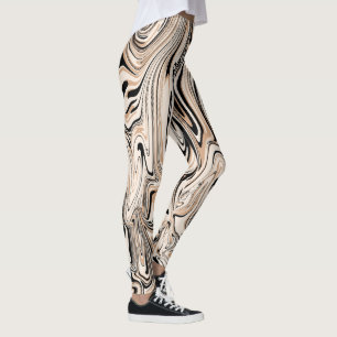 Legging Nascentes Modernos Cor da Água Padrão Preto Marr