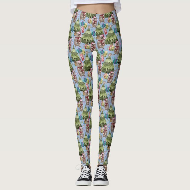 Legging Natais vintages bonitos Quokka (Frente)