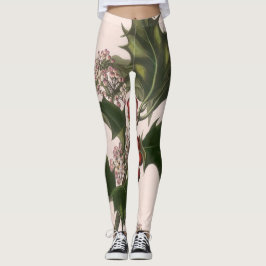 Legging Natais vintages, Holly Plant com Red Berries
