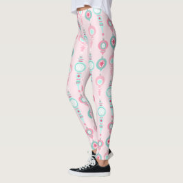 Legging Natais vintages Ornamentos Feriado Rosa Bonito