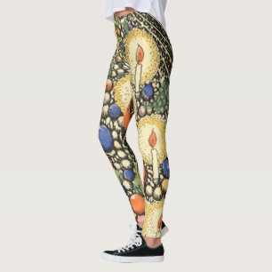 Legging Natal Antigo, Árvore com Velas e uma Estrela