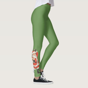 Legging Natal Antigo, Papai Noel Patinando sob o Visco