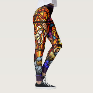 Legging Natal da janela de vidro contida Uau