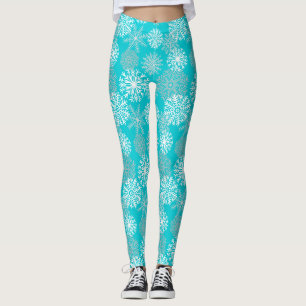 Legging Natal de Flocos de Neve no Teal Winter