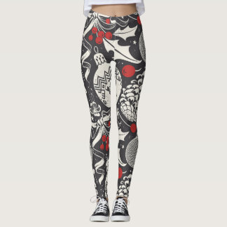 Legging Natal Desenhado à Mão: Sem Costura de Pinheiro e V