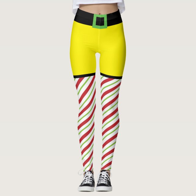 Legging Natal do Red Candy Cane Elf (Frente)