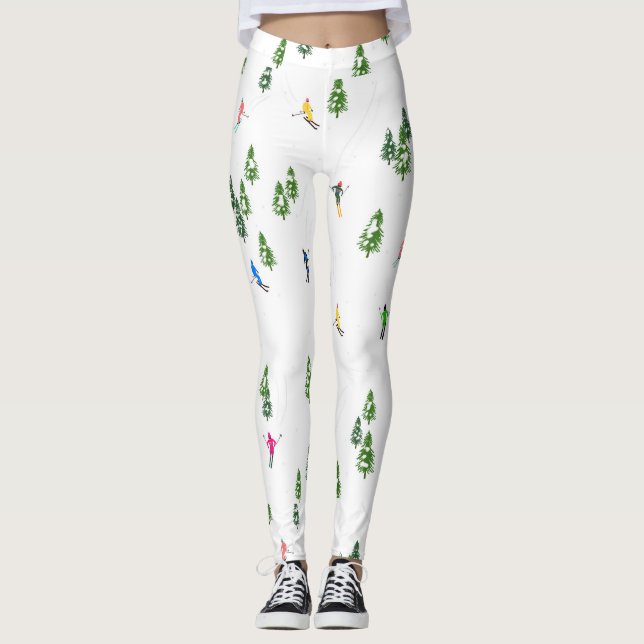 Legging Natal dos esquiadores alpinos de férias (Frente)