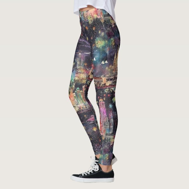 Legging Natal em Las Vegas e Ano Novo em Aquarelas (Esquerda)