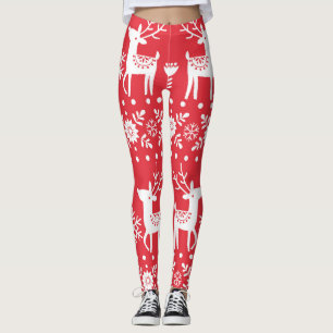Legging Natal escandinavo: Flocos de neve e veados