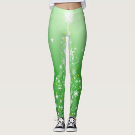 Legging Natal - Estética brilhante em estrela verde