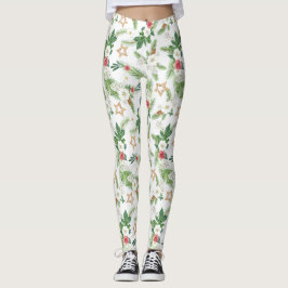 Legging Natal Festivo Floral e Botânico