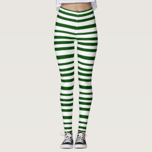 Legging Natal listrado verde e branco da forma do feriado