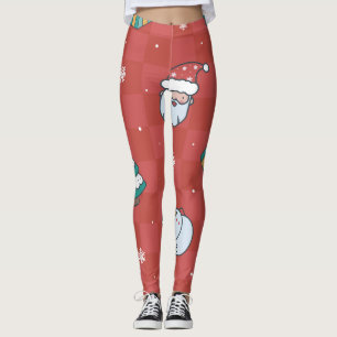 Legging Natal minimalista: Design vermelho sem costura.
