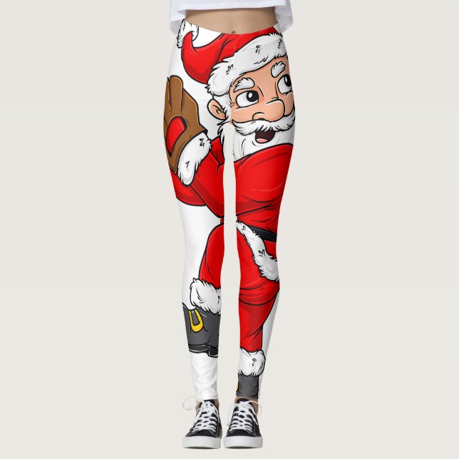 Legging Natal Papai Noel Beisebol Garotas (Frente)