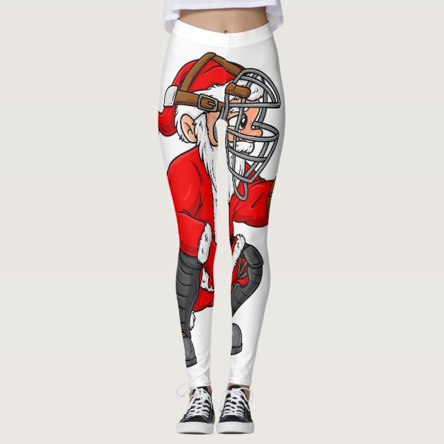 Legging Natal Papai Noel Beisebol Garotas (Frente)