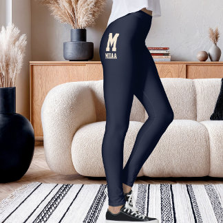 Legging Natal Personalizado Azul Escuro Clássico Champanhe