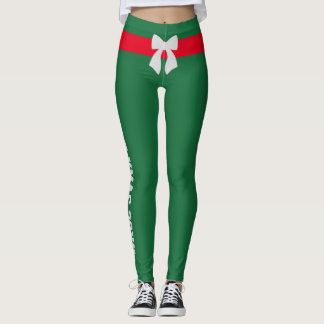 Legging Natal Personalizado Vermelho Gelo Prata Arco Pinhe