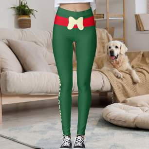Legging Natal Personalizado Vermelho Marfim Arco Verde Caç