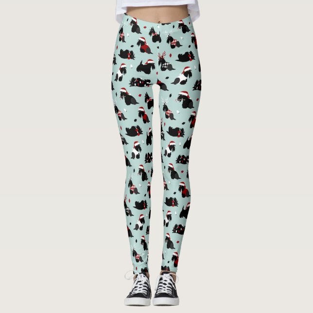 Legging Natal - Scottish Terrier Blue (Frente)