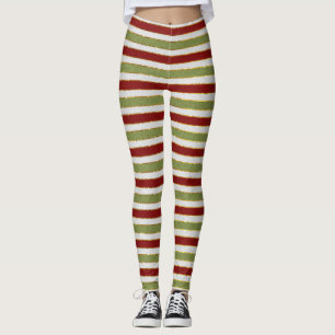 Legging Natal verde, branco & vermelho do duende