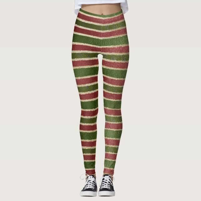 Legging Natal Verde, Dourado e Vermelho (Frente)