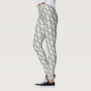 Legging Natal verde pálido das bagas das caneleiras