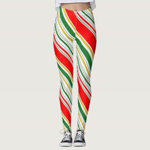 Legging Natal Vermelho Verde Dourado Listrado