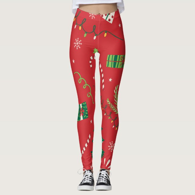 Legging Natal vintage: design ornamental. (Frente)